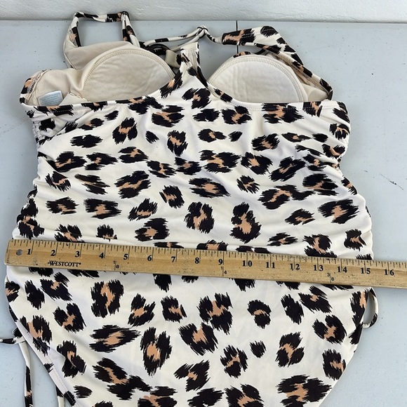 kona Sol Cheetah Print Medium Coverage One Piece Swim Suit Size L - Picture 9 of 12
